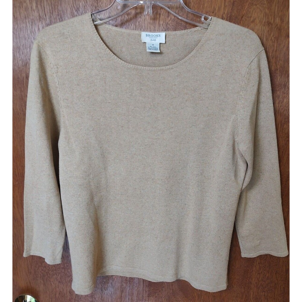Brooks 346 size M brown silk cashmere blend sweater 3/4 sleeve